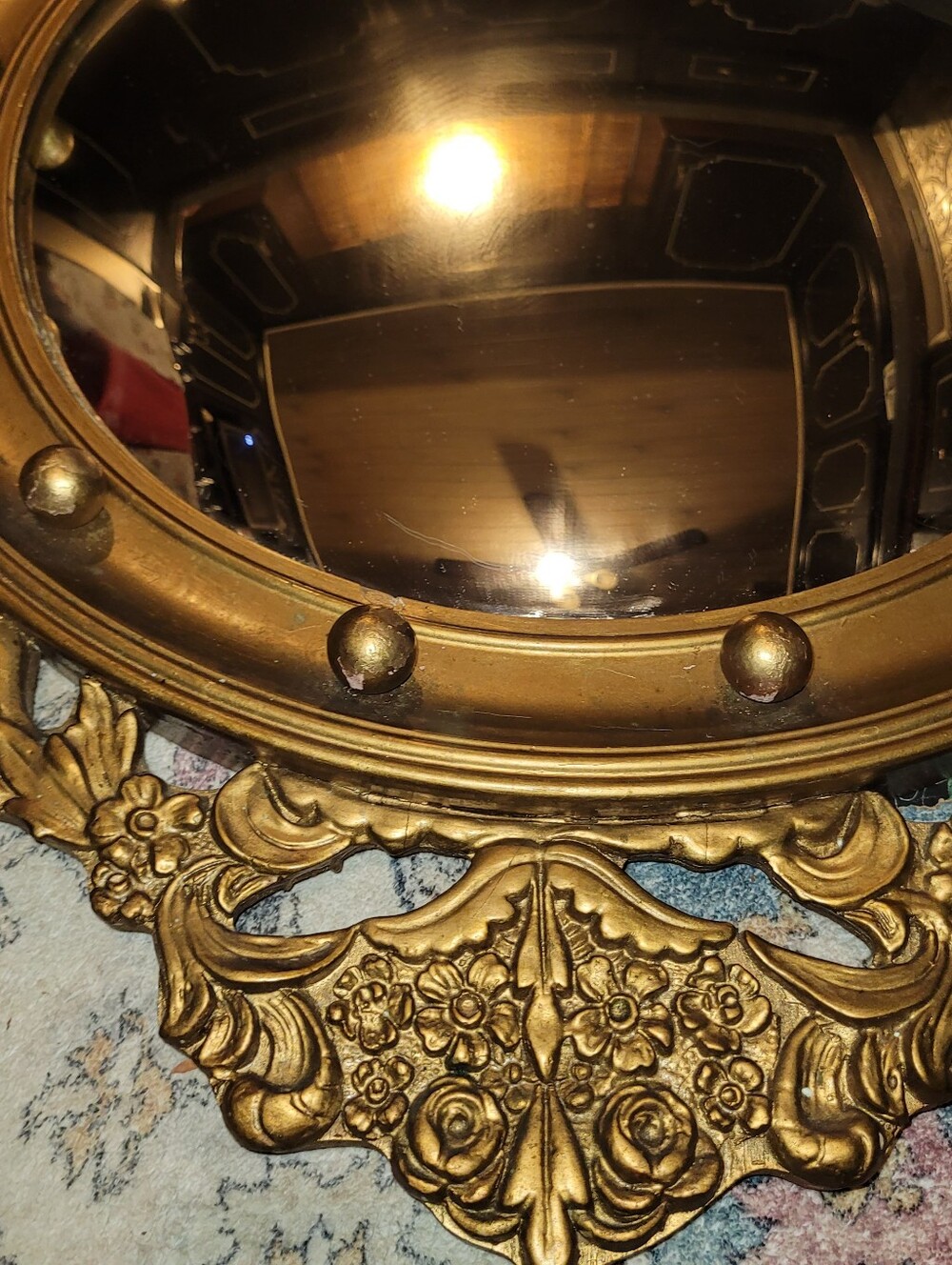 Vintage Wooden Framed Convex Mirror / On Hold - Picture 5 of 10